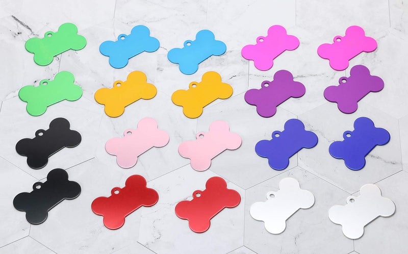 Penta Angel Aluminum Alloy Pet ID Tags 20Pcs Bone Shaped Blank Engraved Dog Cat Name Phone Number Identification Card Tags - Image 3